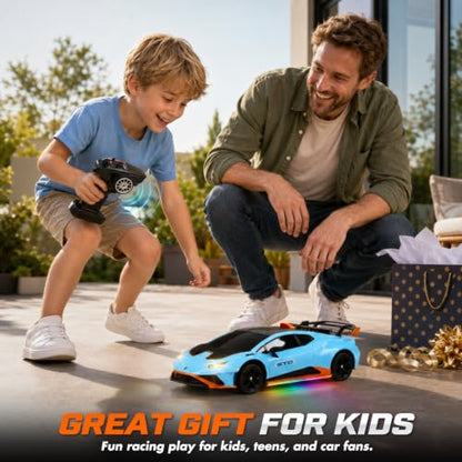 YESHIN 1：24 Lamborghini Haracan Drifting Car Blue, Lamborghini Toy Car, RC Cars for Boys Age 8-12, 2.4GHz Remote Control Car with Light - color: C-blue