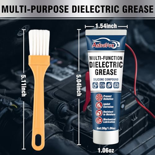 AstraVox Silicone Dielectric Grease for Electrical Connectors Automotive | Dialectric Grease with a Brush, Spark Plug, O Rings, Marine Waterproof & Heat-resistant & Insulating 1oz (1pcs)