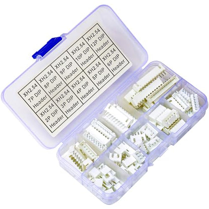JST Connector Kit, XH2.5 DIP Header Jst 2.54mm Pitch IC Socket Plugs Adapter JST Connector Kit 75Pcs, JST-XH 2/3/4/5/6/7/8/9/10/12Pin DIP Header Through Hole Vertical Header (XH2.5-DIP-Ver) - size: JST-2.5MM-XH-DIP-Vertical Header