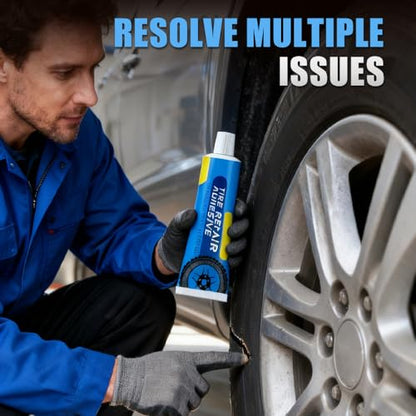 Weather Resistant Waterproof Flexible Tire Repair Adhesive, Car Tire Sidewall Repair Glue Multi-Functional Repair Adhesive Kit Portable Black Rubber Cement Tires Sealant for Car, Motorcycle, Bike (1)
