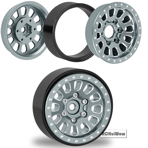 1.3 Beadlock Wheels 1.3 Beadlock Tires 1.3" RC Wheel and Tires Set for 1/18 TRX4M 1/24 SCX24 RC Crawler Car,Alloy Aluminium 1.3 RC Wheel Rims Super Large Soft Tires,4pcs,Titanium - color: Titanium(4pcs)
