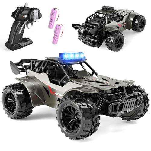 Remote Control Car 2.4GHz Metal Shell Speed 20KM/H Monster RC Truck with LED Headlight RC Car Two Rechargeable Batteries 50 Min Playtime Gifts for Kids 6-12