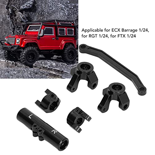 plplaaoo RC Front Steering Set Aluminum Alloy Rear Axle Base for ECX Barrage 1 24 RGT 1 24 FTX 1 24 Climbing Car Lightweight and Strong Replacement Parts (Black) - color: Black