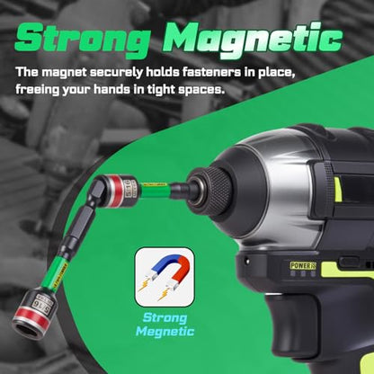 Impact Nut Driver Set, 10 Pieces 2.56”6”Long 5/16”6 Point Alloy Steel Magnetic SAE Nut Setter Set Use For Require Installing 1/4 Hex Shank Impact Driver with Case Box - size: 2.56"/6", style: 5/16"-10pcs