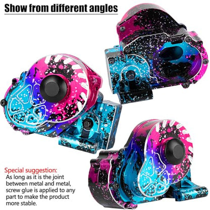 Metal Magnum 272R Assembled Transmission Upgrades Part for 1/10 Slash/Rustler/Stampede/Bandit 2WD VXL,Gearbox Transmission Bundle with Tooth Spur Gear Hops Up. #9495 Pink&Blue - color: Pink&blue(for 1/10)