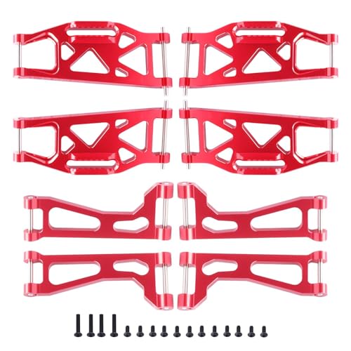 Aluminum A-Arms for Traxxas WideMaxx Suspension Arms Upgrades Set Front & Rear (8-Pack) (Red) - color: Red