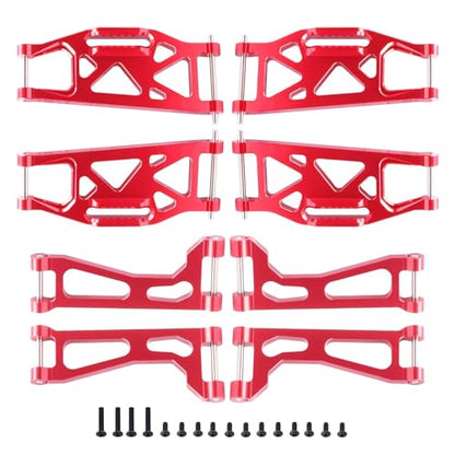 Aluminum A-Arms for Traxxas WideMaxx Suspension Arms Upgrades Set Front & Rear (8-Pack) (Red) - color: Red