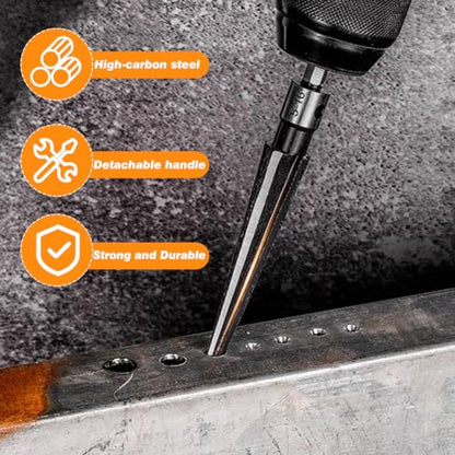 EMVANV 2Pcs Bridge Pin Hole Reamer, 3-13mm(1/8''-1/2'') & 5-16mm(½-5/8") T Handle Taper Reamer Set, 6 Fluted Chamfer Reaming Tool, Bridge Pin Hole Handle Tapered Reamers(Black Silver)
