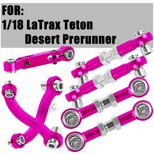 RC Aluminum Metal Turnbuckle Camber Links Toe Links with Rod Ends Steering Linkage Set Upgrade Parts for 1/18 LaTrax Teton,Desert Prerunner.Pink(Replace 7636) - color: Pink(7pcs)