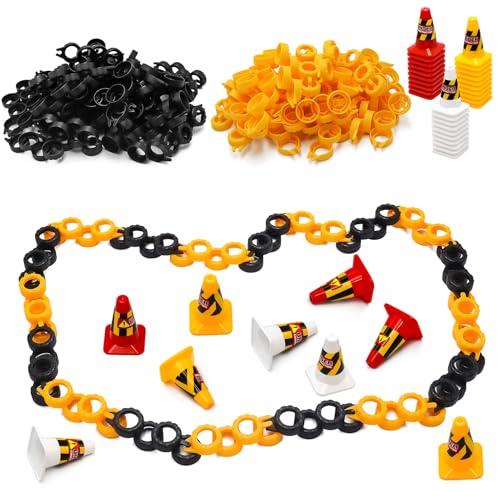 120 Pieces RC Car Racing Track Drift Runway Drift Field Fence with 30PCS Road Cones for 1/14 1/16 1/18 1/24 1/28 1/30 1/43 Mini RC Car (Black & Yellow, 150PCS) - color: Black & Yellow, 150pcs