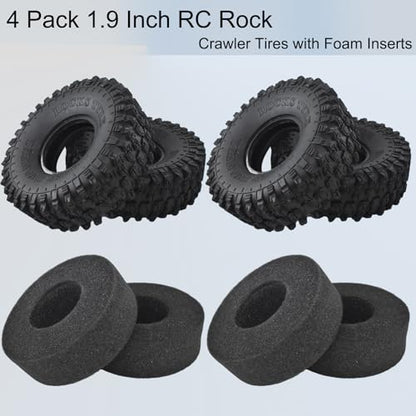 4Pcs AUSTAR AX-5020 1.9 Inch 120mm*40mm Rock Crawler Tires Soft Rubber Off Road Wheel Tyres with Foam Inserts for 1/10 AXIAL SCX10 II/III TRX4 RC4WD TF2 RC Crawler Truck