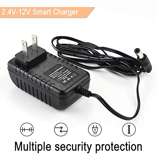 AMK Smart RC Battery Charger for 2.4V-12V NiMH/NiCd Battery Pack, Supports RC Cars, Helicopters, Trucks & More, 8 Different RC Charging Plugs, 12V Output