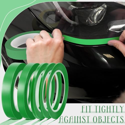 Xuniea 5 Rolls Fine Line Vinyl Tape, 1/16, 1/8, 1/4, 1/2, 3/4 Inch, Green | Masking Tape Automotive Car Auto Paint for Curves, High Temperature Vinyl Low Tack - color: Green, size: 1/16, 1/8,1/4, 1/2, 3/4 Inch