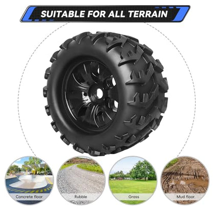 PreGlued 1/8 RC Monster Truck Buggy Wheels and Tires 17mm Hex with Foam Inserts for Traxxas Maxx Tmaxx E-Revo 2.0 3.3 Arrma Kraton Typhon 6S HSP HPI Savage Flux Redcat Kaiju