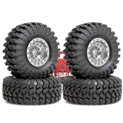 REDSPIDER•1.3 Beadlock Wheels and Crawler Mud Tires OD 2.75'' Aluminium Hub Hex Key 7mm (4PCS) for 1/18 1/24 TRX4M SCX24 AX24 FCX18 FCX24 RC Crawler Car (Silvery) - color: Silvery