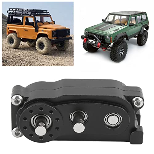 VBESTLIFE Transfer Case 313mm Wheelbase 2 Speed CNC Machined Anodised Aluminium Alloy RC Parts for Scx10 1/10 RC Car (Black) - color: Black