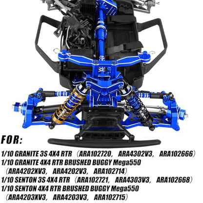 Upgrade Parts for 1/10 Granite/Senton 3S BLX Mega 550,Shocks&Gearbox&Arms&Caster Blocks hubs&25T Servo Saver&Steering Bellcranks&CVD&Support&Transmission&Center Driveshafts&Links,Blue - color: Navy Blue(for 1/10 arrma)