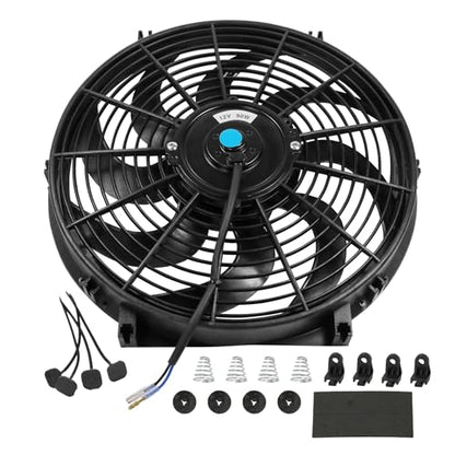 JDMSPEED New 14'' Inch Universal Slim Pull Push Racing Electric Radiator Fan Engine Cooling - color: Black, size: 14 Inch