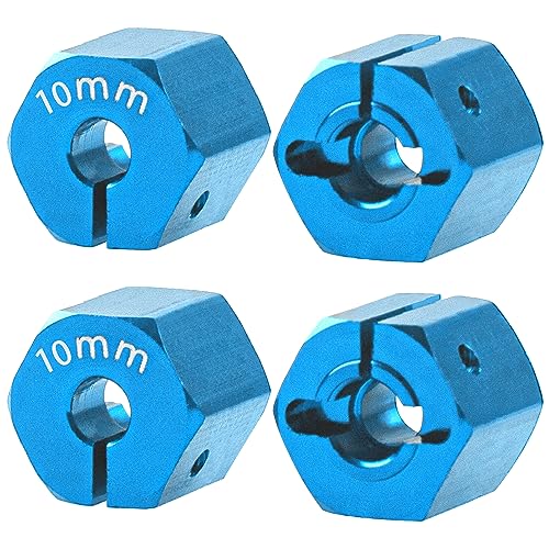 Aluminum Alloy 12mm Wheel Hex Hub Drive Adapters with Pins Screws Compatible with Axial SCX10 HSP HPI Tamiya Redcat 1/10 RC Crawler Car (10mm, Blue) - color: Blue, size: 10mm