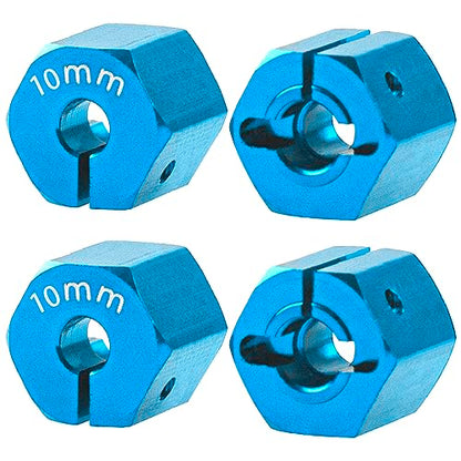 Aluminum Alloy 12mm Wheel Hex Hub Drive Adapters with Pins Screws Compatible with Axial SCX10 HSP HPI Tamiya Redcat 1/10 RC Crawler Car (10mm, Blue) - color: Blue, size: 10mm