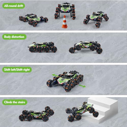 8 Wheels Remote Control Car - Birthday Gifts for 6 7 8 9 10 11 12 Years Old Boys, Gesture Sensing RC Stunt Car with Lights & Spray & 360 Degree Flips, 2.4Ghz Climbing Toys for Kids Age 6-12