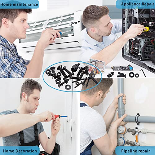 newlng M2 M3 M4 M5 Screws Assortment Kit 1065pcs Bolts and Nuts Washers Sets 10.9 Carbon Steel Metric Black Flat Head Socket Head Countersunk Head Machine Screw Bolt with Spanner for Home Industrial - size: L