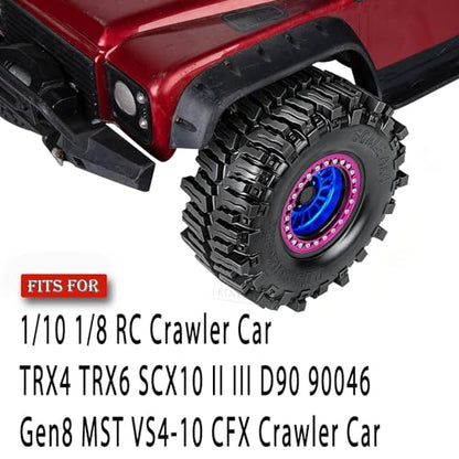 RC 2.2" Beadlock Wheel and Tires Set for 1/8 1/10 TRX4 TRX6 SCX10 II III D90 90046 Gen8 MST VS4-10 CFX Crawler Car,(4PCS) RC Wheels Rims&2.2 Beadlock Wheel Tires,Navy Blue - color: Navy Blue(2.2 Tires Wheels)