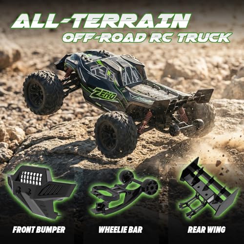 Hosim 1/10 Brushless RC Cars for Adults & Boys 60+ KPH, Fast RC Truck | 4x4 Off-Road All-Terrain Big Remote Control Car, Oil-filled Shock & Metal Drivetrain, Hobby RC Cars Toy Gift