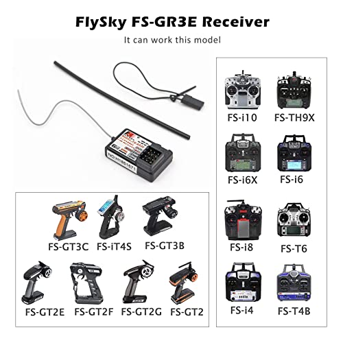 Flysky FS-GR3E Receiver AFHDS Long Range 3CH 2.4GHz Surface Receiver for FS-GT2 FS-GT2B FS-GT3B FS-GT3C FS-IT4S Transmitter RC Car Boat (2 Pcs)