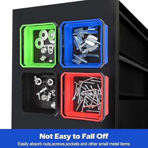 4Pcs Foldable Magnetic Partsn Trays Set with 3LBS Magnetic Pick-up Tool, 4.5" Square Silicone Magnetic Tool for Organizing Screws, Bolts, Nuts, Washers, Pins, and Other Small Metal Parts - color: 4pcs