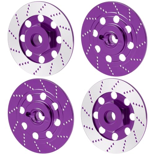 4PCS MORFUM RC Aluminum Alloy Hex Drift Wheels Rim Tires Hub Brake Disc Compatible with Sakura D4 AWD RWD 1/10 RC Drift Crawler Car Upgrade Parts (Purple) - color: Purple
