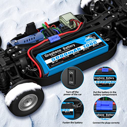 Yowoo 2 Packs Graphene Battery 5000mah 11.1V 3S 100C 3 Cell Battery Pack with EC5 Plug for Tracxas RC Cars Slash vxl Slash 4x4 vxl E-maxx Brushless Axial e-revo Brushless and Spartan Models - style: 3S 5000mAh EC5 (2 Pcak)