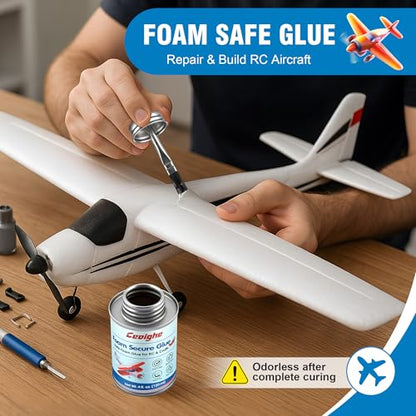 4 OZ Foam Glue with Brush Cap for RC Airplanes Repair Assembly | Foam Safe Adhesive for Precise Bonding Repair on EPO, EPP, EPS, KT Board Model Aircraft & Crafts
