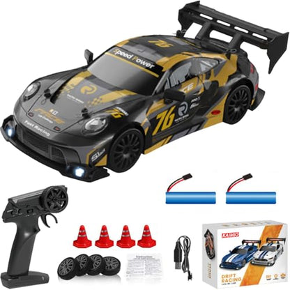 1:24 Scale RC Drift Car 4WD 2.4GHz 30KM/H High Speed Racing Sport Toy Car with LED Lights, Racing and Drift Wheels (8606-Black) - color: 8606-black
