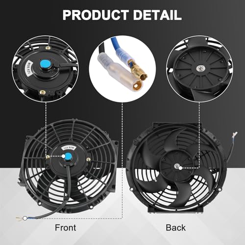 JDMSPEED New Universal Electric Radiator Slim Cooling Fan Push Pull 10" Inch 12v 80w 1750CFM - color: Black, size: 10 Inch