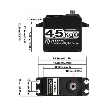 45KG Brushless RC Servo Steering Motor Digital Full Metal Gear Waterproof - size: 45KG (270°)