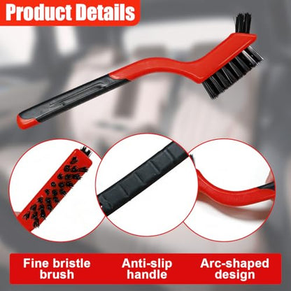 Craedli 3PCS Nylon Brushes for Cleaning, Non-Scratch Small Crevice Cleaning Brushes with Ergonomic Handle for Tight Spaces, Universal Car Detailing Brush Set for Cleaning Dust in Holes (Red) - color: Red