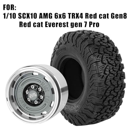 RC 2.2in Wheels&Wheel Rim Tires Beadlock Wheel for 1/10 SCX10 AMG 6x6 TRX4 Red cat Gen8 Red cat Everest gen 7 Pro.Aluminium Wheel Hub Rim Wheel Rim.Titanium (4PCS) - color: Titanium(4pcs）