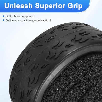 uxcell 4Pcs Soft Rubber RC On-Road Car Tyres D19-Type Sponge Inside for RC 1/10 HSP Tires Scale Touring On-Road Racing DIY Model Car- 62mm(2.44") OD x 26mm(1") Width, Black