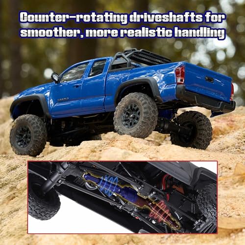 FMS 1/24 FCX24MS Toyota Tacoma S RC Crawler, Officially Licensed RC Truck 2 Speeds Switch with LED Lights, Off-Road RC Model for Adults (Red) - color: Red