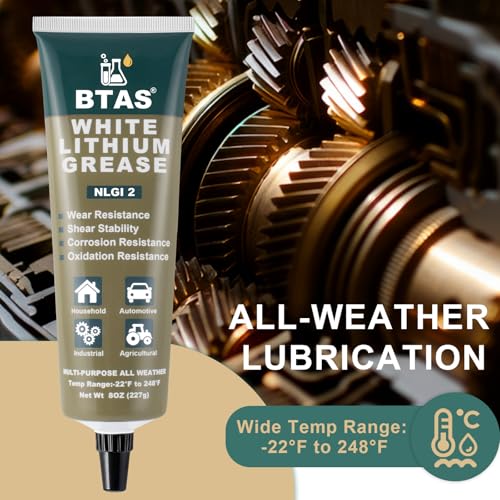 BTAS White Lithium Grease,Lubricant for Automotive Chassis Ball Joints, Tie rods, Suspension Assemblies, Wheel Bearings & Gears,Ideal for Automotive, Marine, Industrial & Home Use NLGI 2 8 oz - size: 8 oz