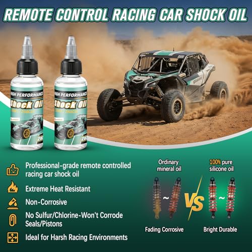 2 Bottles Racing Silicone Shock Oil 25WT 250CST | RC Car Shock Oil for Lubricating R/C Radio Controlled Cars and All Types of Vehicles, RC Shock Oil, Does Not Evaporate - style: 25wt 250cst