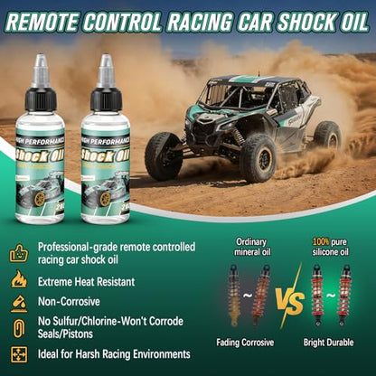 2 Bottles Racing Silicone Shock Oil 25WT 250CST | RC Car Shock Oil for Lubricating R/C Radio Controlled Cars and All Types of Vehicles, RC Shock Oil, Does Not Evaporate - style: 25wt 250cst