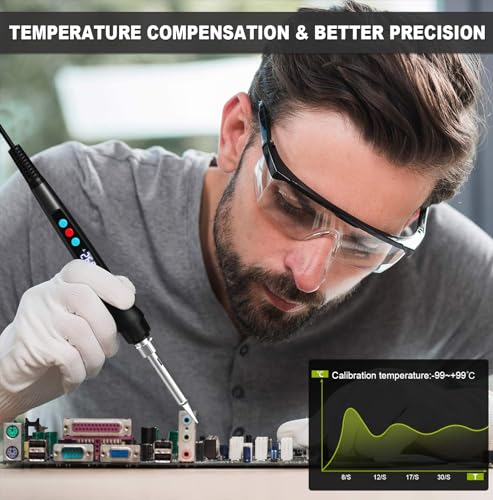 Soldering Iron Kit, 100W Soldering Gun with LED Digital Display, Adjustable Temperature 356-932℉ Solder Kit for Electronics, Includes Soldering Iron Tip, Solder Wire, Stand, Tweezers and Paste, Black - color: Black