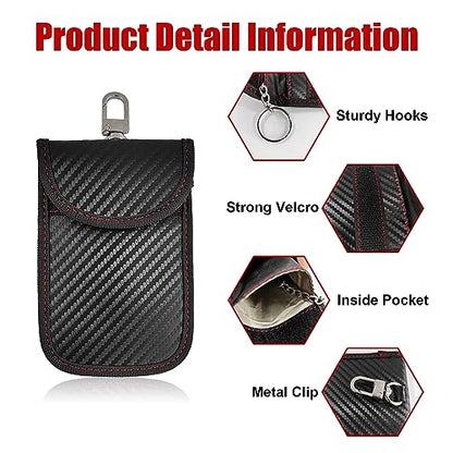 Kewucn 2 Pack Faraday Bag for Key Fob, RFID Signal Blocking Key Fob Protector and Anti-Hacking Faraday Cage, Carbon Fiber Anti-Theft Car Keys Faraday Pouch, Premium Car Key Safe Protector (Small) - size: Small (3.15×5.12 inches)