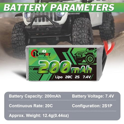 4PCS 7.4V Lipo Battery 2S 20C 200mAh Rechargeable Lithium Battery with PH2.0 Plug for RC Car Trucks Axial SCX30 - color: 200mAh/ 4pcs