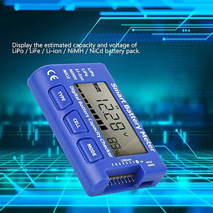 Digital Battery Meter with LCD Backlit Display 5 in 1 Smart Digital Battery Capacity Checker for LiPo/Life/Li ion/NiMH/Nicd