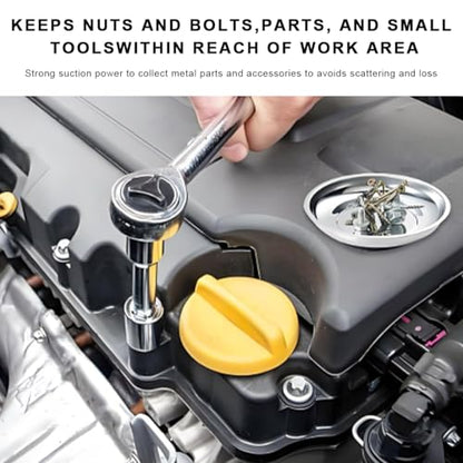 2 PCS Magnetic Parts Tray Set, Stainless Steel 3" Round Magnetic Bowl Trays for Mechanic's, Magnet Tool Parts Tray for Screws, Bolts, Nuts, Washers, Pins, Metal Parts - color: 3" Round