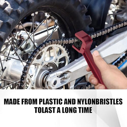 1PCS Bike or Motorcycle Chain Washer, Bicycle Cleaning Chain Double-Ended Brush, Black Durable Motor Chain Gears Cleaning Square Head Brushes, Universal Cleaning Tool (Red/1PCS) - color: Red/1PCS