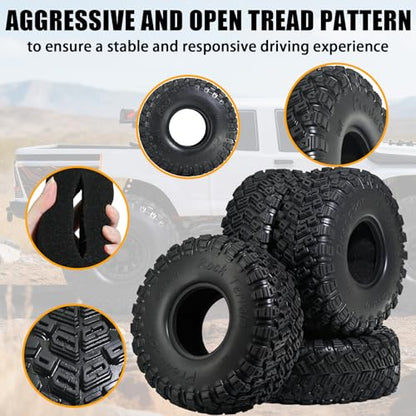 1.9" Crawler Tires 120 * 43mm V-Groove Tread Rock Terrain Climbing Tires for 1/10 Axial SCX10, TRX4, Redcat Gen8, FCX10, UTB18 RC Crawler Car Off-Road Tire(4-Pack) - size: LH Tire-1.9